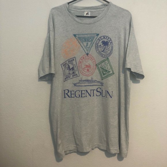 Vintage Regent Sun Cruise Ship Passport Long Shirt Fruit Of The Loom Tag Men XL - Picture 1 of 12